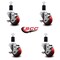 Service Caster 3'' Red Poly Swivel 1-1/2'' Expanding Stem Caster Set with Brake, 4PK SCC-EX20S314-PPUB-RED-TLB-112-4 - alternate 2